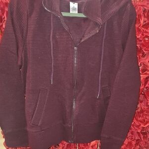 Active Life Women's Burgundy Ribbed Hoodie Size Xlarge